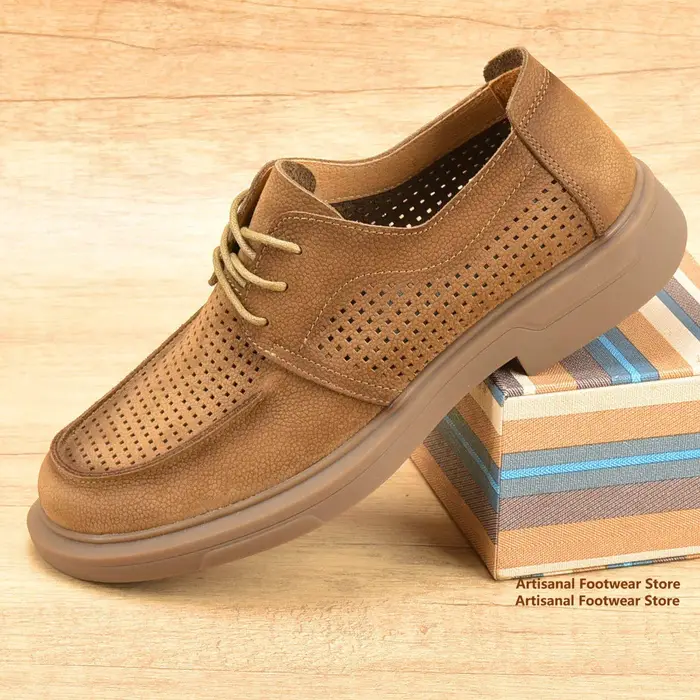 Chaussures en cuir respirantes ajourées pour hommes