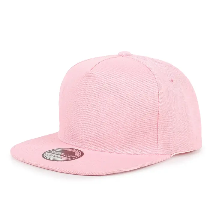 Casquette à visière plate de couleur unie à cinq panneaux avec logo imprimé personnalisé, pour homme