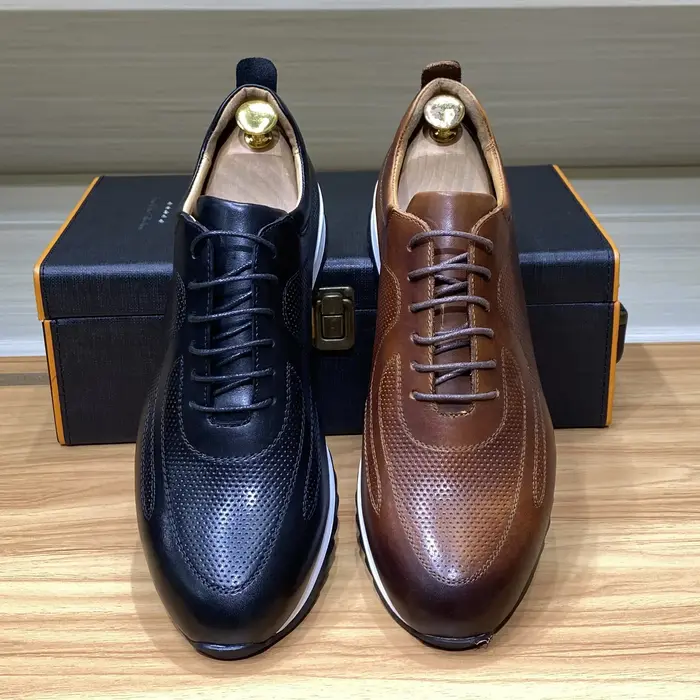 Baskets de luxe en cuir véritable pour hommes, chaussures Oxford classiques décontractées confortabl