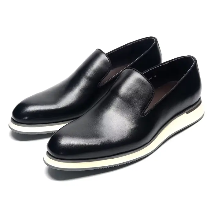 Chaussures mocassins classiques en cuir véritable pour hommes