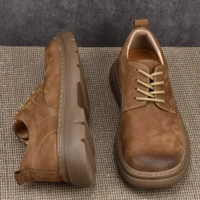 LIHUAMAO daim chaussures en cuir de vache sans lacet mocassins hommes