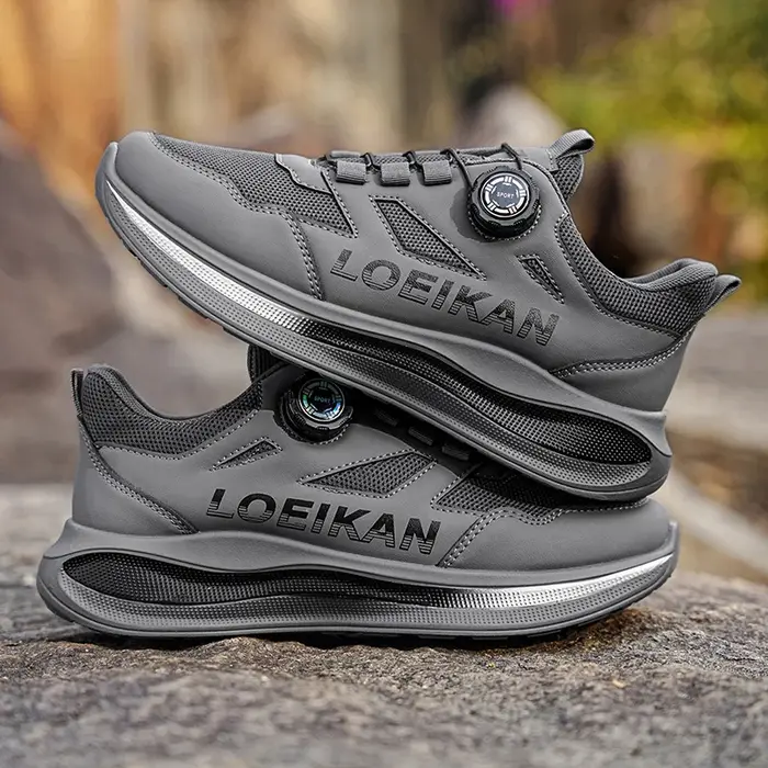 LOEIKAN Chaussures de course à bouton rotatif pour hommes