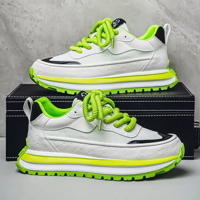 2025 nouveaux hommes plate-forme maille baskets semelle épaisse élévatant coupe basse bicolore respirant sport décontracté Streetwear chaussures à la mode