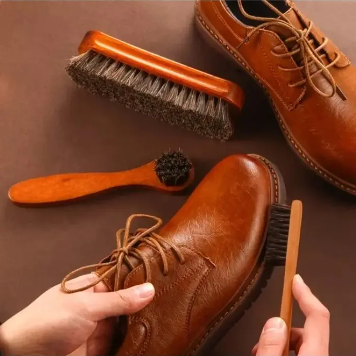 Ensemble de brosses à chaussures en crin de cheval, brosse de nettoyage et de polissage pour bottes en cuir et chaussures en daim, accessoire de nettoyage doux pour voiture, 3 pièces