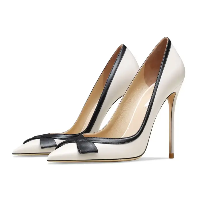 Escarpins pointus à talons hauts avec nœud papillon pour femmes, chaussures de luxe pour dames, robe