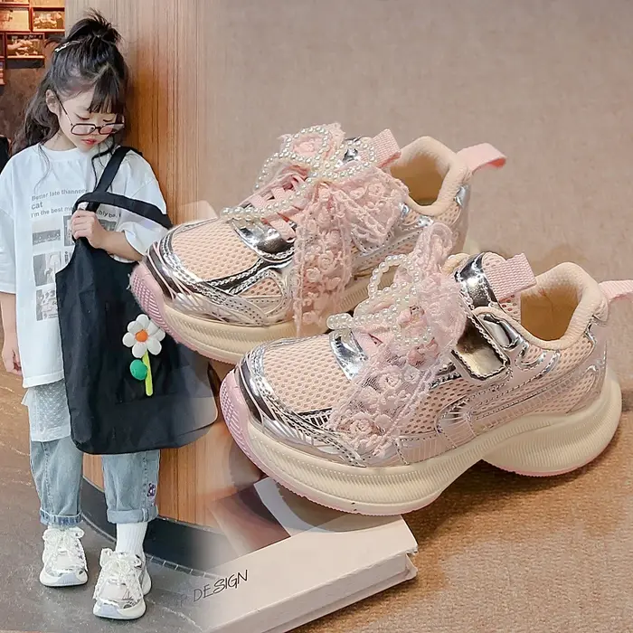 Chaussures de sport pour filles printemps automne rose