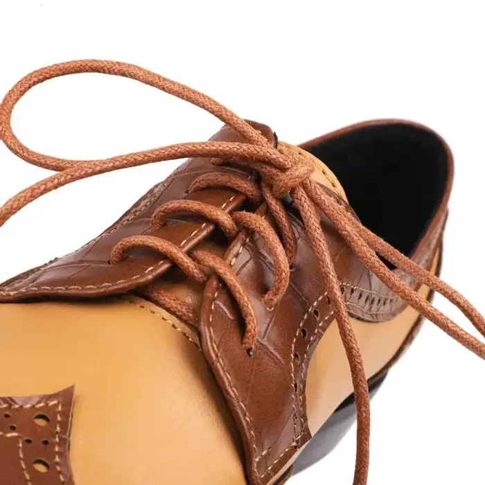 SIMLOVEYO Design chaussures plates pour femme bout rond à lacets couleur mixte respirant Oxford chau