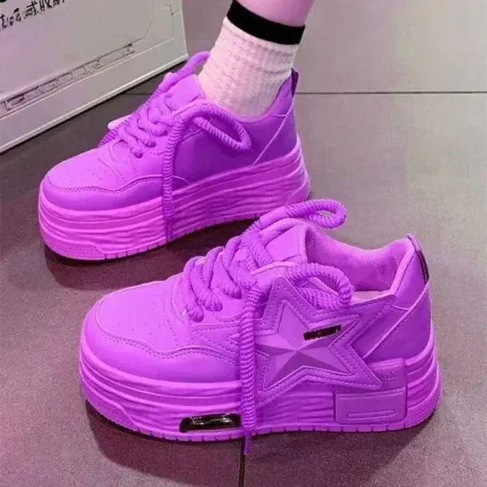 Tendance femmes grosses baskets nouvelle mode doux chaussures décontractées exquise dentelle