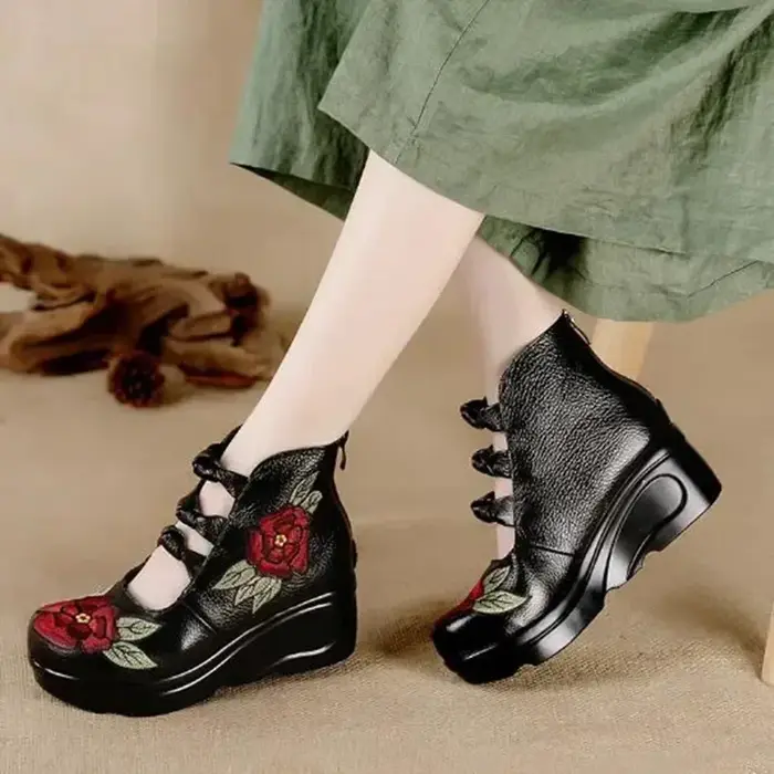 Chaussures simples de luxe en cuir véritable pour femmes, talon incliné d'automne, bout rond, chauss