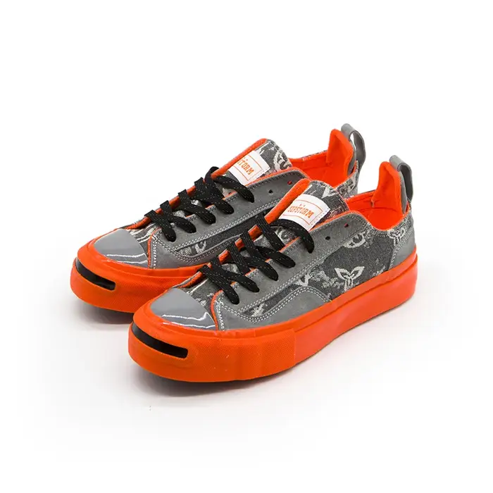Chaussures de sport décontractées unisexes surdimensionnées gris et orange contrastées