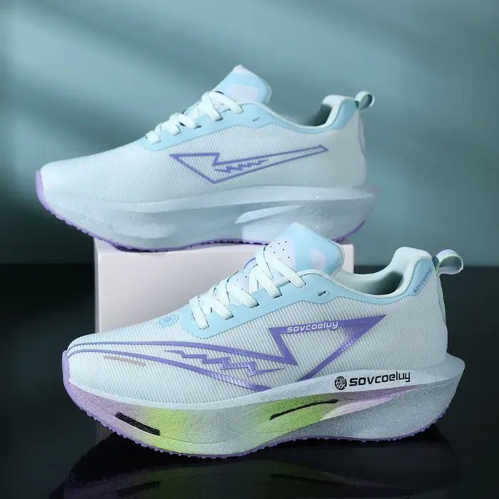 Chaussures de course avec plaque en carbone, spécialité marathon, respirantes, légères, confortables, antidérapantes, pour hommes et femmes
