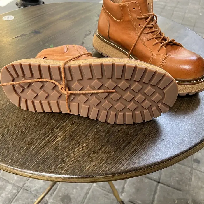 YETTIES – bottes de Combat en cuir véritable pour hommes, bottes de travail à semelle épaisse mi-mol