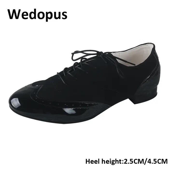 Wedopus 2.5CM chaussures de danse noires hommes salle de bal semelle en daim cubain Latin homme