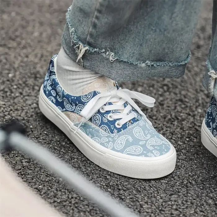 Filles bleu fleur toile baskets femme décontracté à lacets Tenis école étudiant