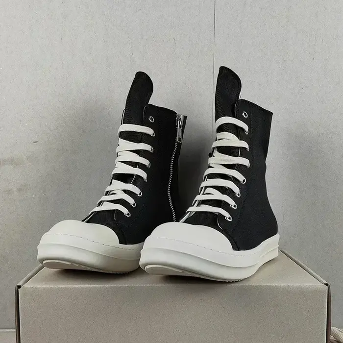 Baskets montantes en toile à semelle épaisse pour hommes et femmes, style streetwear décontracté, po