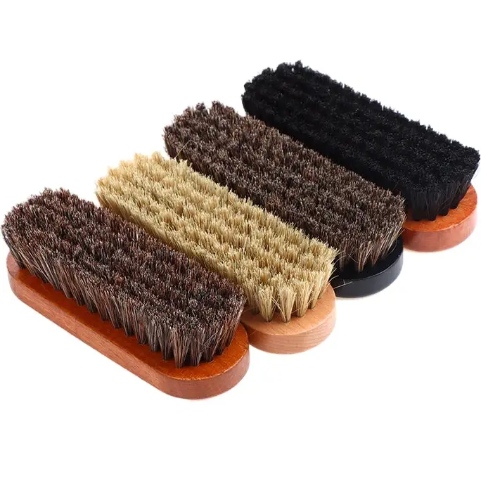 Brosse en bois de crin de cheval, soin et nettoyage des chaussures en cuir, poignée 1 pièce, détails du tableau de bord, brosse de polissage et de nettoyage