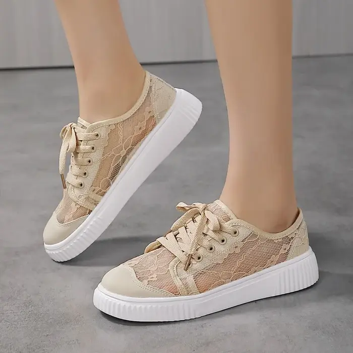 Chaussures de sport décontractées en dentelle pour femme