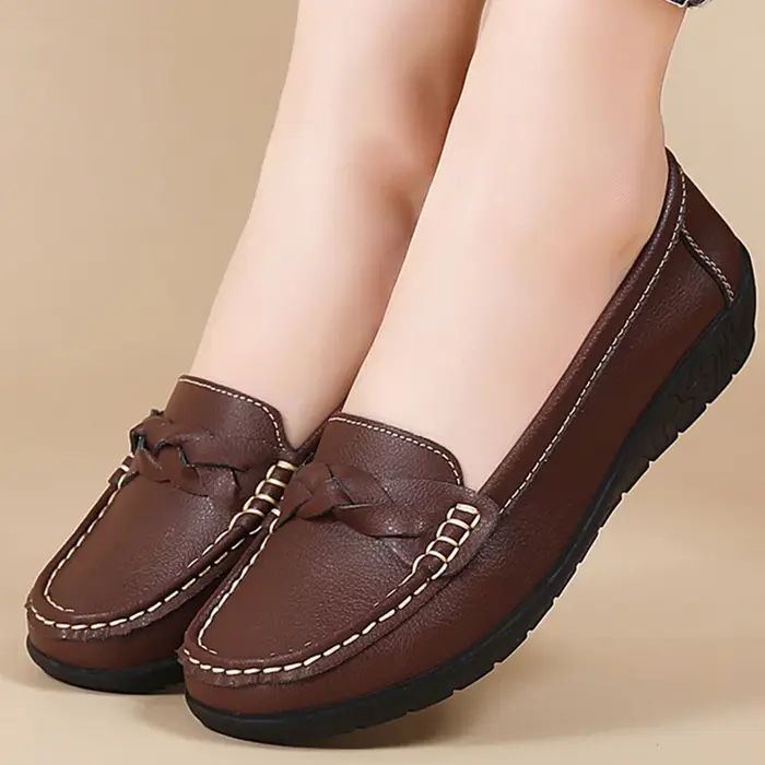 Femme chaussures chaussures plates à enfiler avec mocassins en cuir souple femmes 2025 nouvelles cha