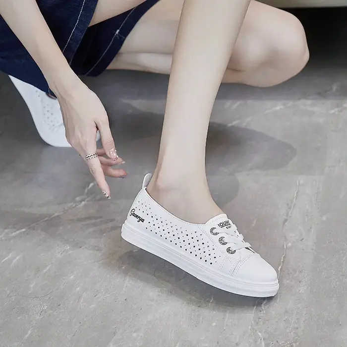 Chaussures plates femmes blanc