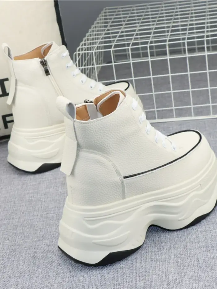Chaussures à Semelle Compensée en Cuir pour Femme