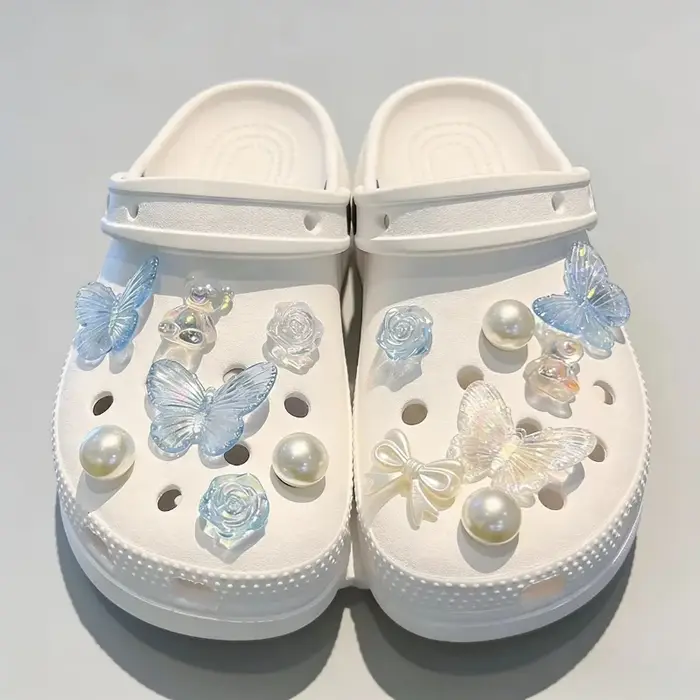 Offre Spéciale : Breloques de chaussures florales pour chaussures à trous, style mignon et féminin, 