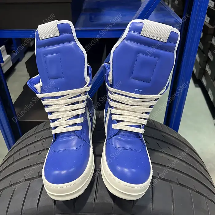 Marque blanc plate-forme haut Premium Sneaker RO chaussures dernier modèle bleu cuir fermeture éclair femmes gothique Punk Streetwear chaussure de mode