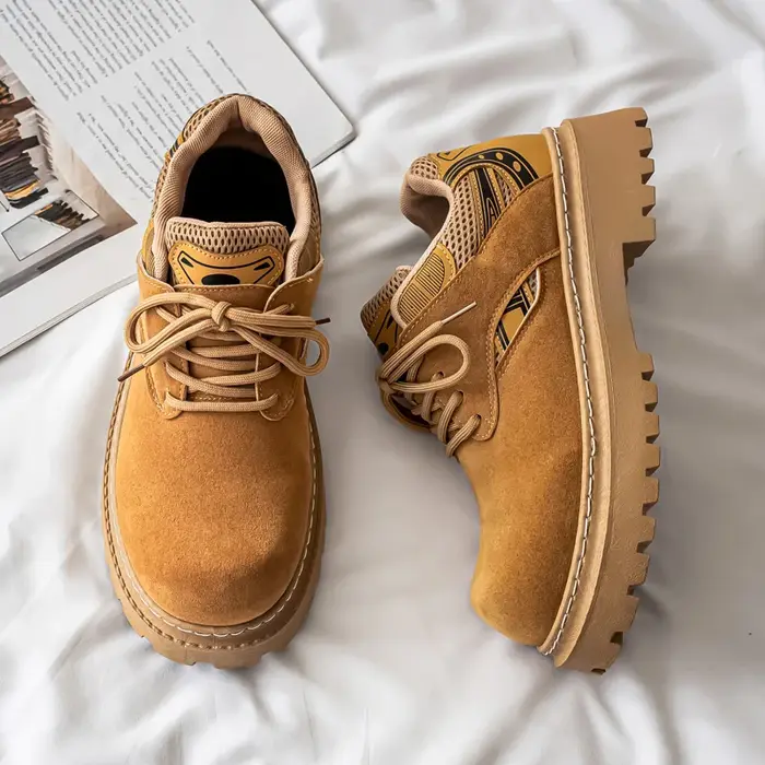 Automne hommes plate-forme chaussures en daim cuir