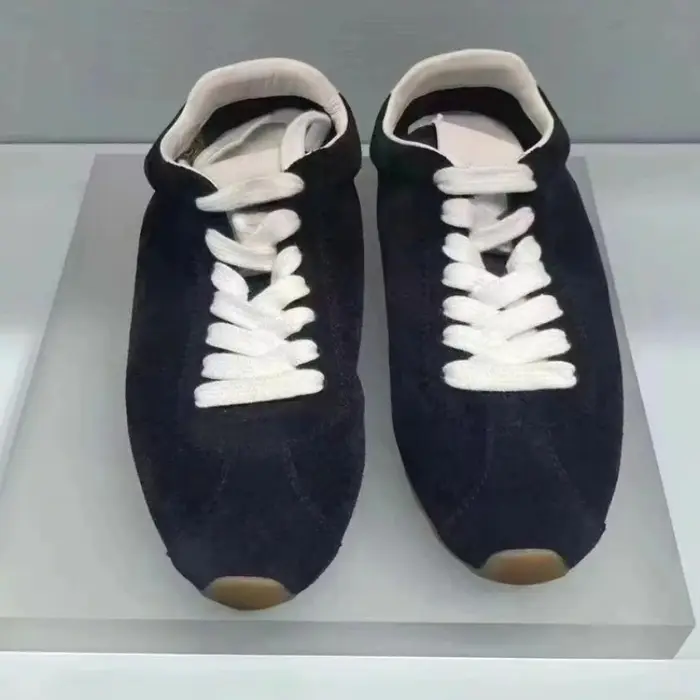Chaussures de sport décontractées plates à lacets en cuir véritable pour femmes