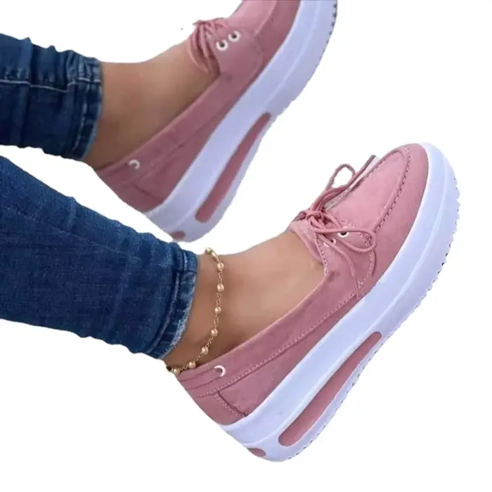 Chaussures à plateforme à lacets pour femmes, baskets décontractées, confortables à enfiler, anti-alds, grande taille 43, automne, nouveau, 2025