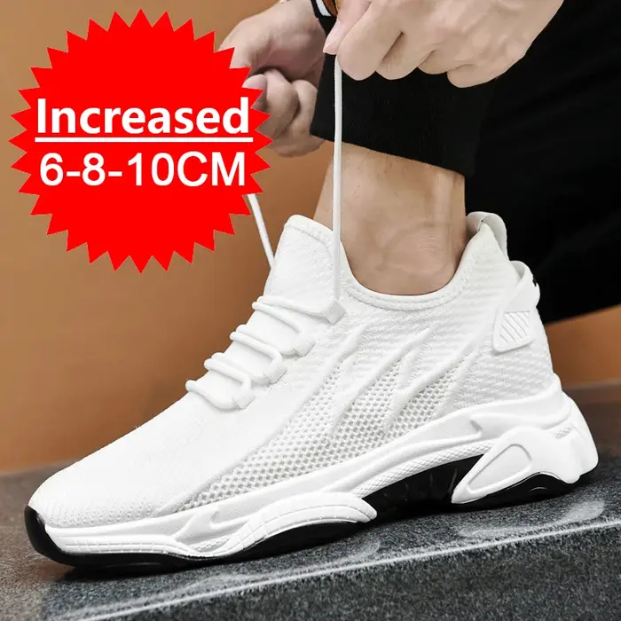 Baskets hommes chaussures d'ascenseur hauteur augmenter chaussures pour hommes semelle intérieure décontractée 10 cm 8 cm 6 cm talons en option mocassins plus grands sport masculin