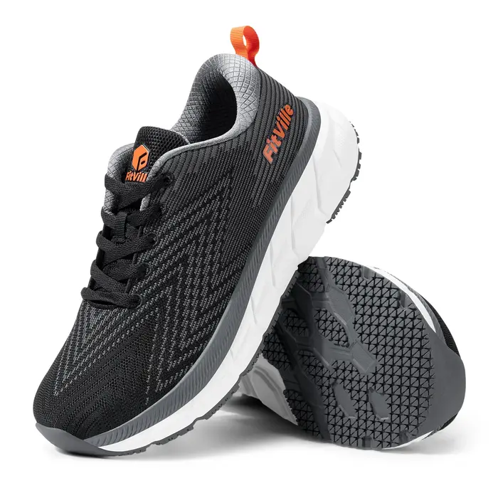Chaussures pour hommes FitVille à bout large, coussinées, extra larges, antidérapantes, confortables