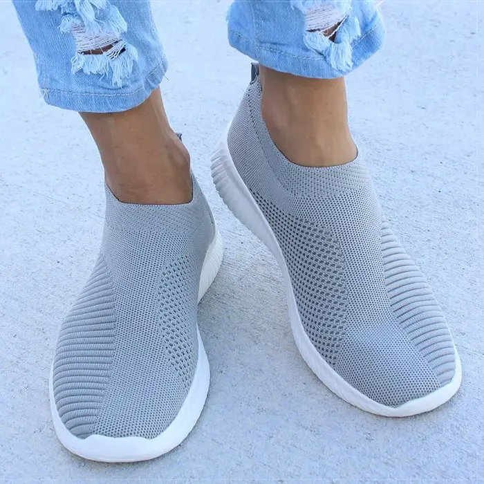 Baskets Blanches Légères à Enfiler pour Femme, Chaussures Plates Décontractées, Été Automne