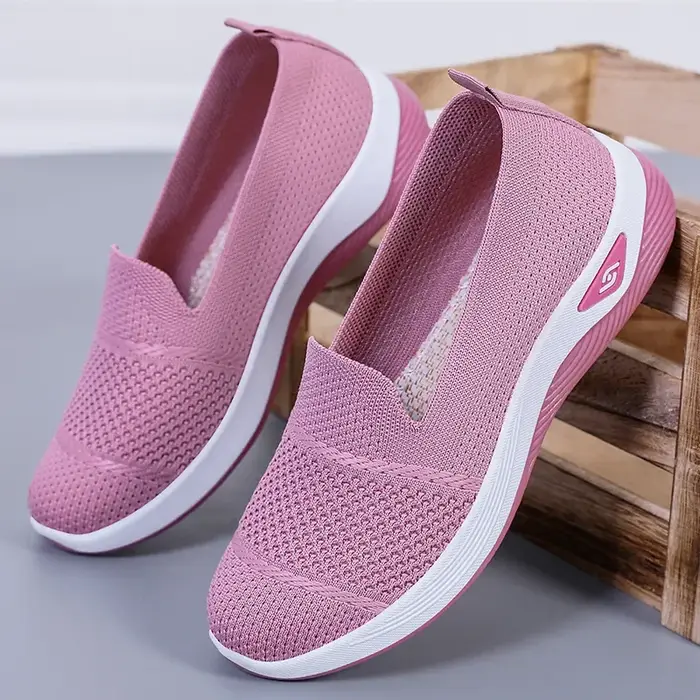 2025 respirant talon compensé mocassins femmes printemps été sans lacet tricoté chaussures de sport femme anti-dérapant