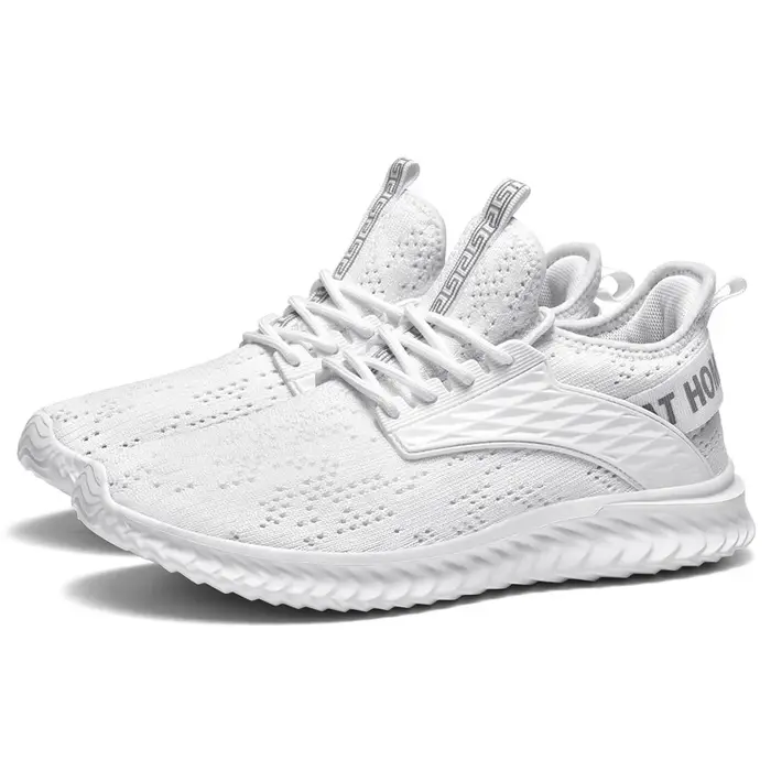 Baskets blanches pour hommes, chaussures de haute qualité, en maille respirante, décontractées, pour