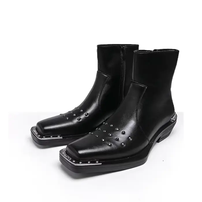 Bottes en cuir à tige haute pour homme