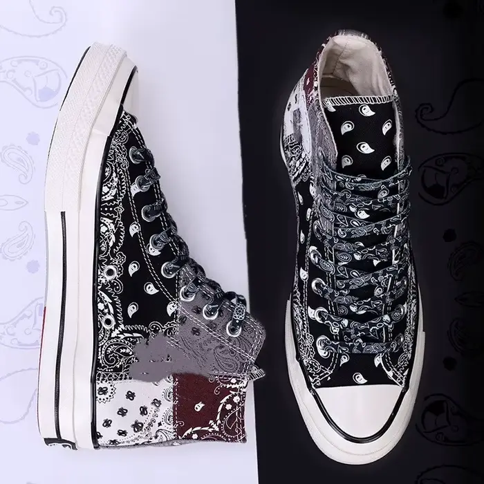 Lacets de sport fleur de cajou AF1 lacets de chaussures en toile noir et blanc couleur Ins tendance