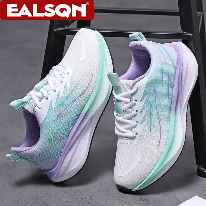 Sneakers noires tendance pour femmes, respirantes, à lacets, légères, confortables, athlétiques, antidérapantes, pour la marche et la course