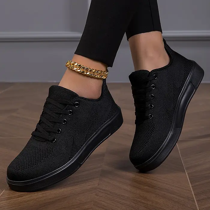 Moipheng noir baskets femmes décontracté maille à lacets Sport chaussures plates filles respirant blanc grosses