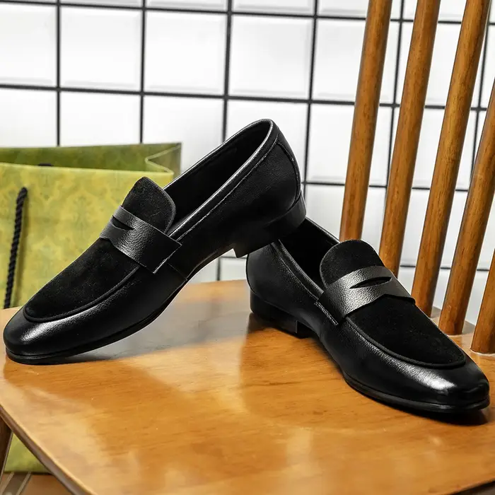 Hanmce-Mocassins de Luxe en Cuir group pour Homme