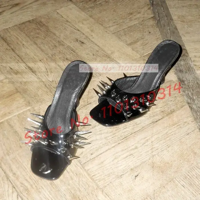 Mules à pointes métalliques à bout ouvert pour femmes, tendance, talons hauts, pantoufles dorées en 