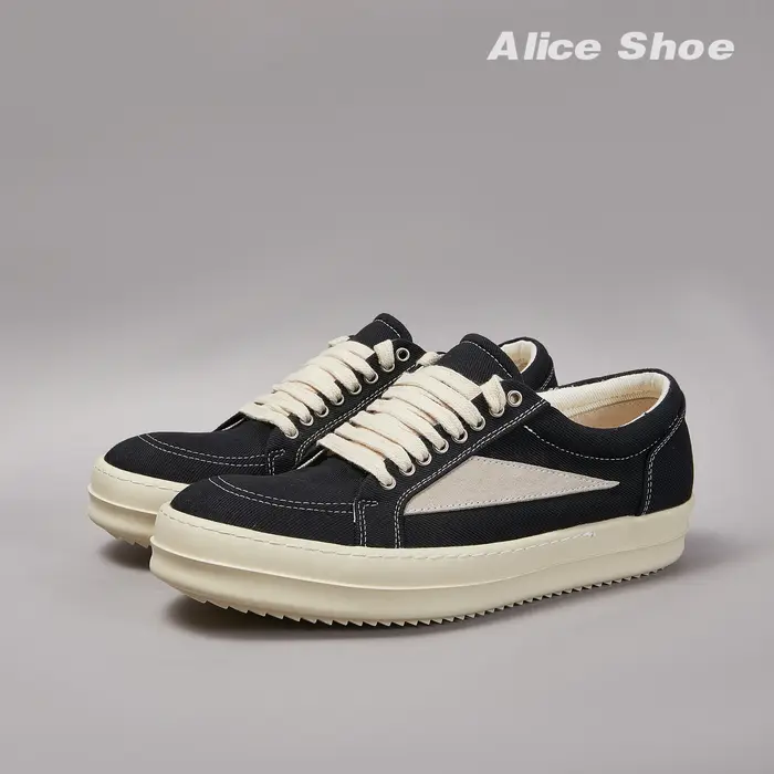 Chaussures d'extérieur en toile pour hommes et femmes, baskets basses de vacances noires à lacets, de luxe, à semelle épaisse, décontractées, à plateforme