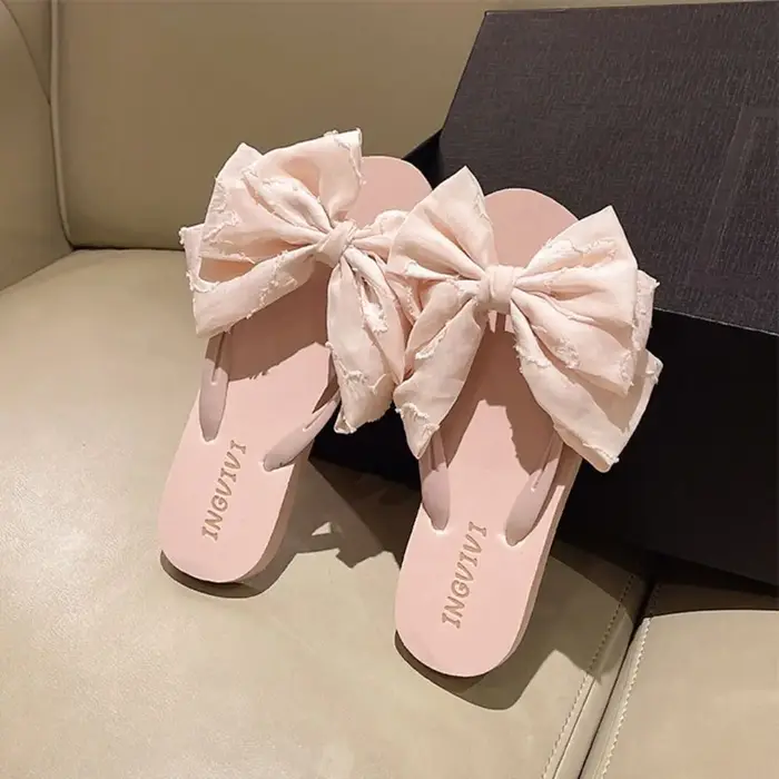 Tongs à nœud papillon à semelle souple tendance