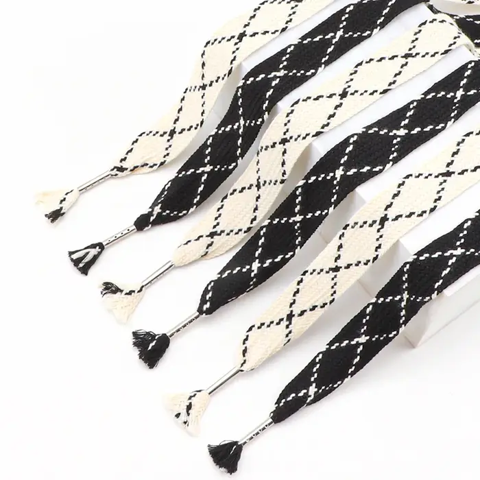 Lacets Lumineux Élégants à Glands pour Femme, 2.5cm, Annulation, Noir et Blanc, pio, Lacets de dehor