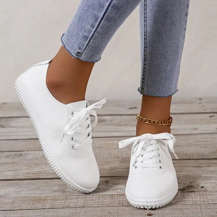 Chaussures Canisées Décontractées pour Femme, à Lacets, Rondes, Basses, Antidérapantes, Semelle Soup