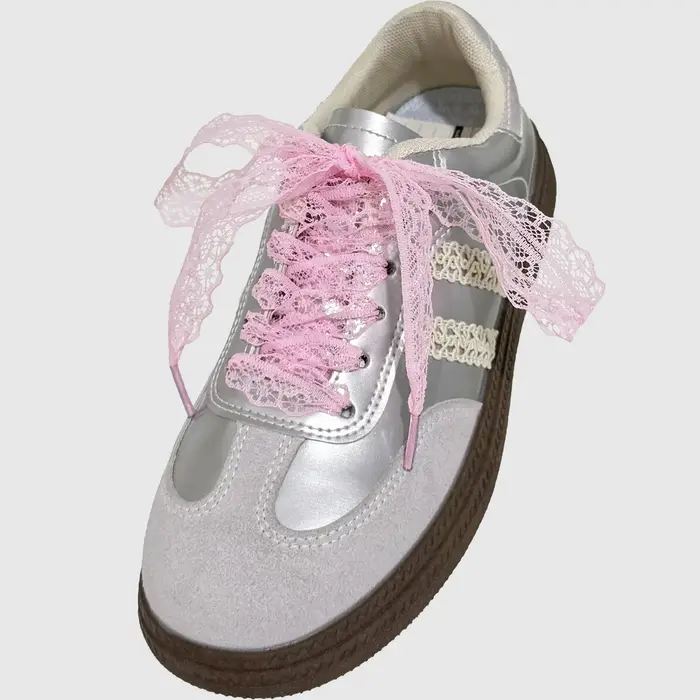 1 paire de lacets fantaisie pour femmes chaussures décontractées largeur lacet plat pour baskets noir blanc