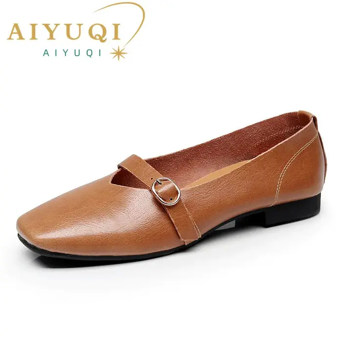 AIYUQI-Chaussures Plates en Cuir group pour Femme, Souliers Confortables et Décontractés, Grande Tai