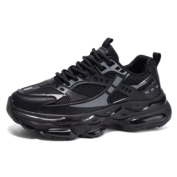 Chaussures de sport décontractées pour hommes en noir pur luxueuses, respirantes, résistantes à l'us