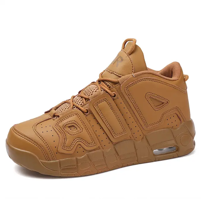 Chaussures de basket-ball en cuir à tige haute, chaussures de sport tendance pour jeunes, amorties,