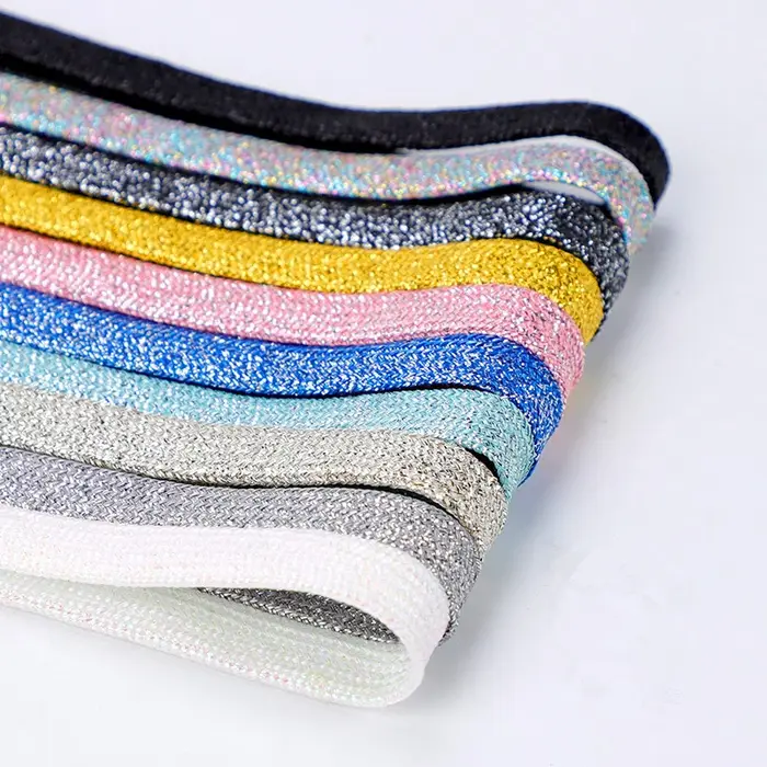 Lacets de chaussures plats colorés, lacets à paillettes à la mode pour baskets de course athlétiques