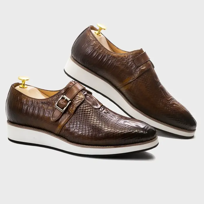 Hommes chaussures décontractées en cuir véritable motif Crocodile chaussure classique